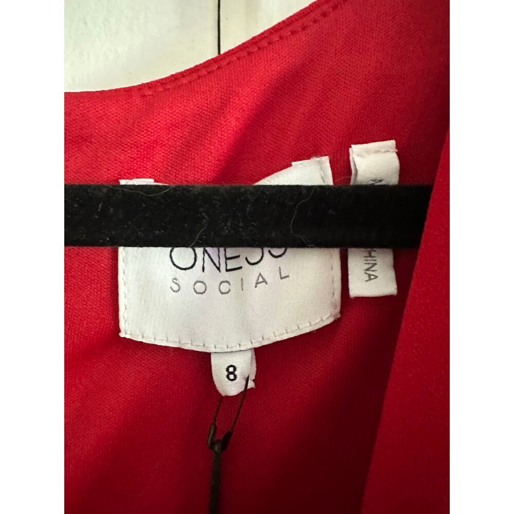 ONE33 SOCIAL Colorblock Cutout Bow-Front Gown Dress Red Pink - Sz 8 - NWT - Picture 3 of 5